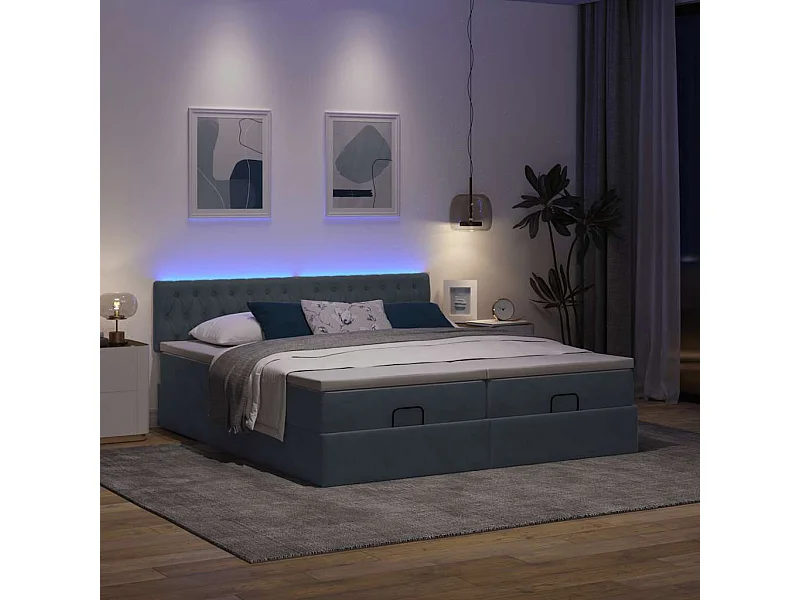 Ottoman bed met matrassen en LED's 160x200cm fluweel