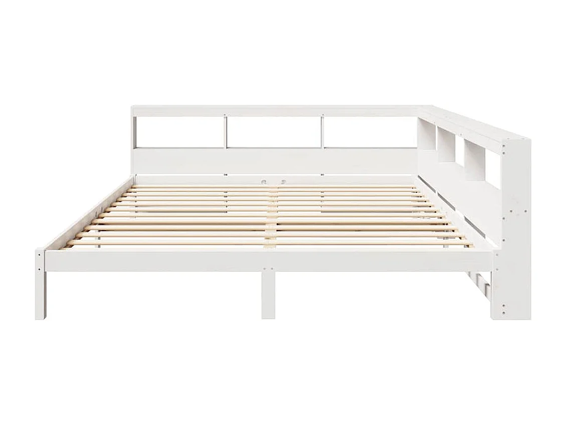 Lit bibliothèque sans matelas blanc 180x200 cm bois pin massif