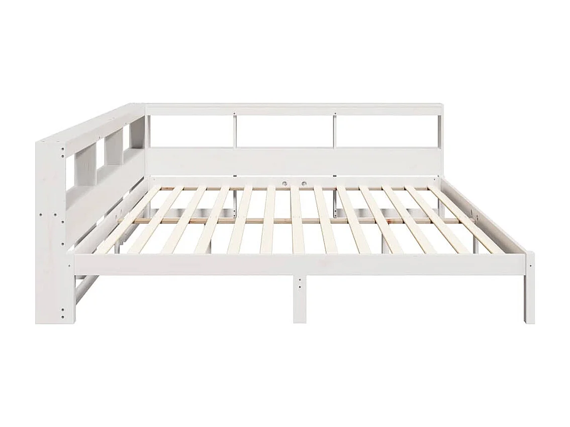 Lit bibliothèque sans matelas blanc 180x200 cm bois pin massif