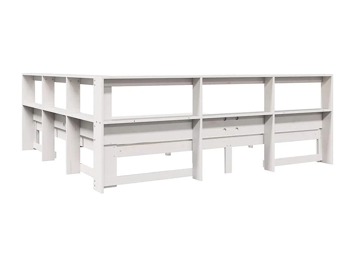 Cama com estante sem colchão 180x200 cm pinho maciço branco