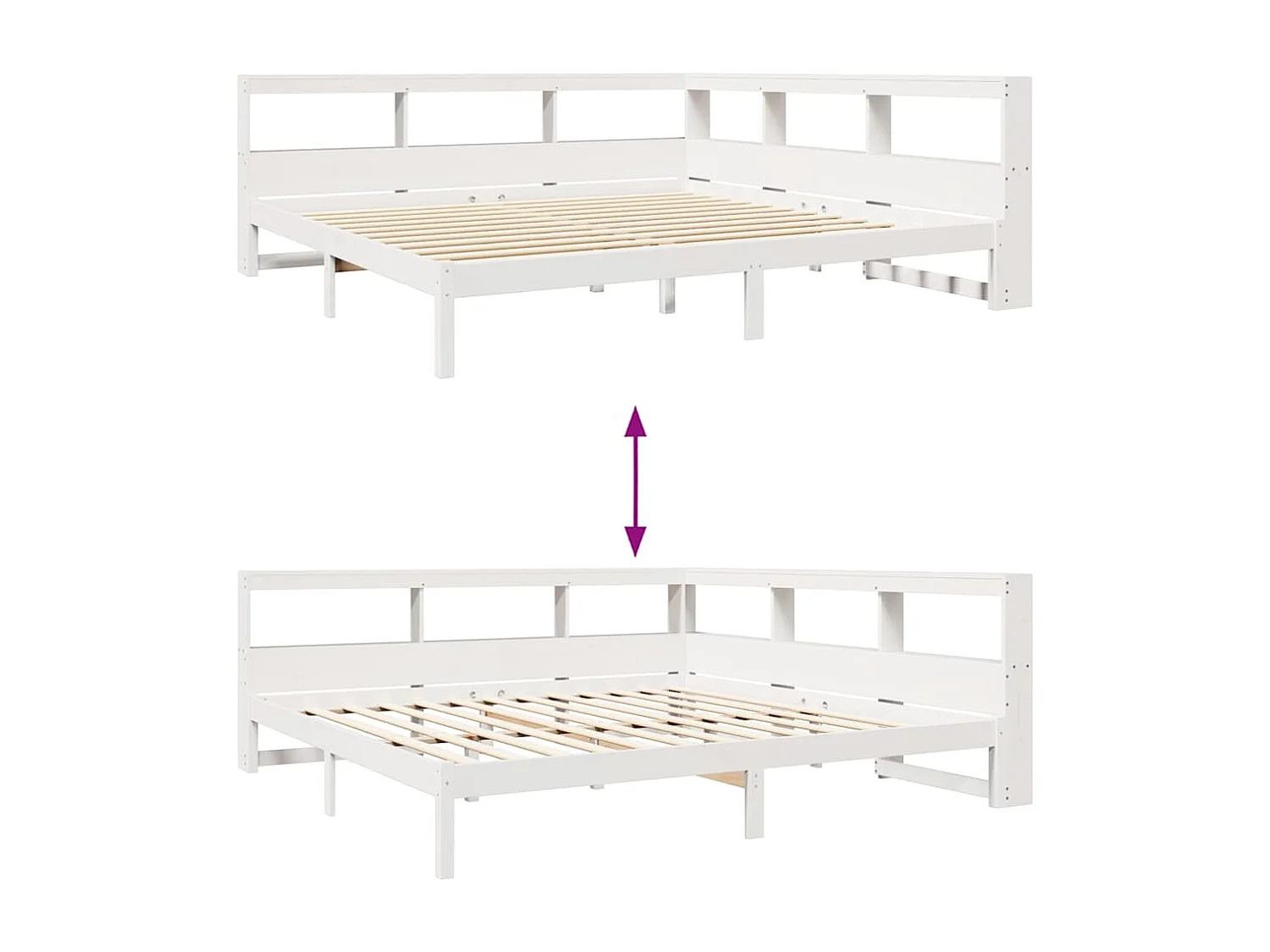 Cama com estante sem colchão 180x200 cm pinho maciço branco