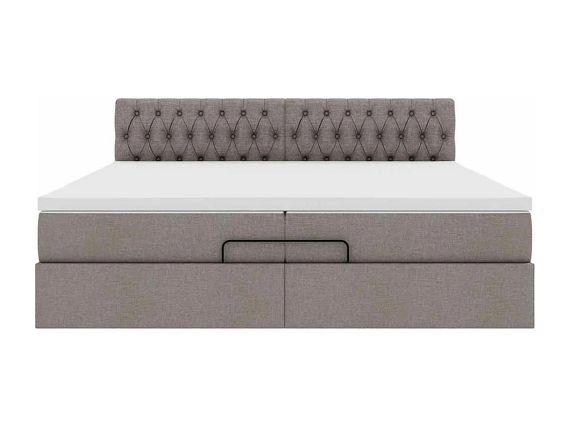 Cadre de lit ottoman avec matelas taupe 200x200cm tissu