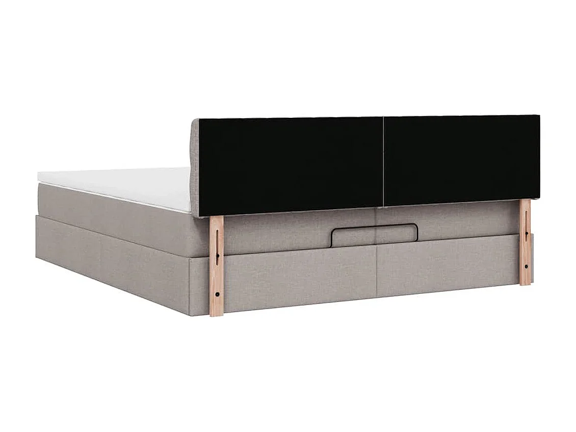 Cadre de lit ottoman avec matelas taupe 200x200cm tissu