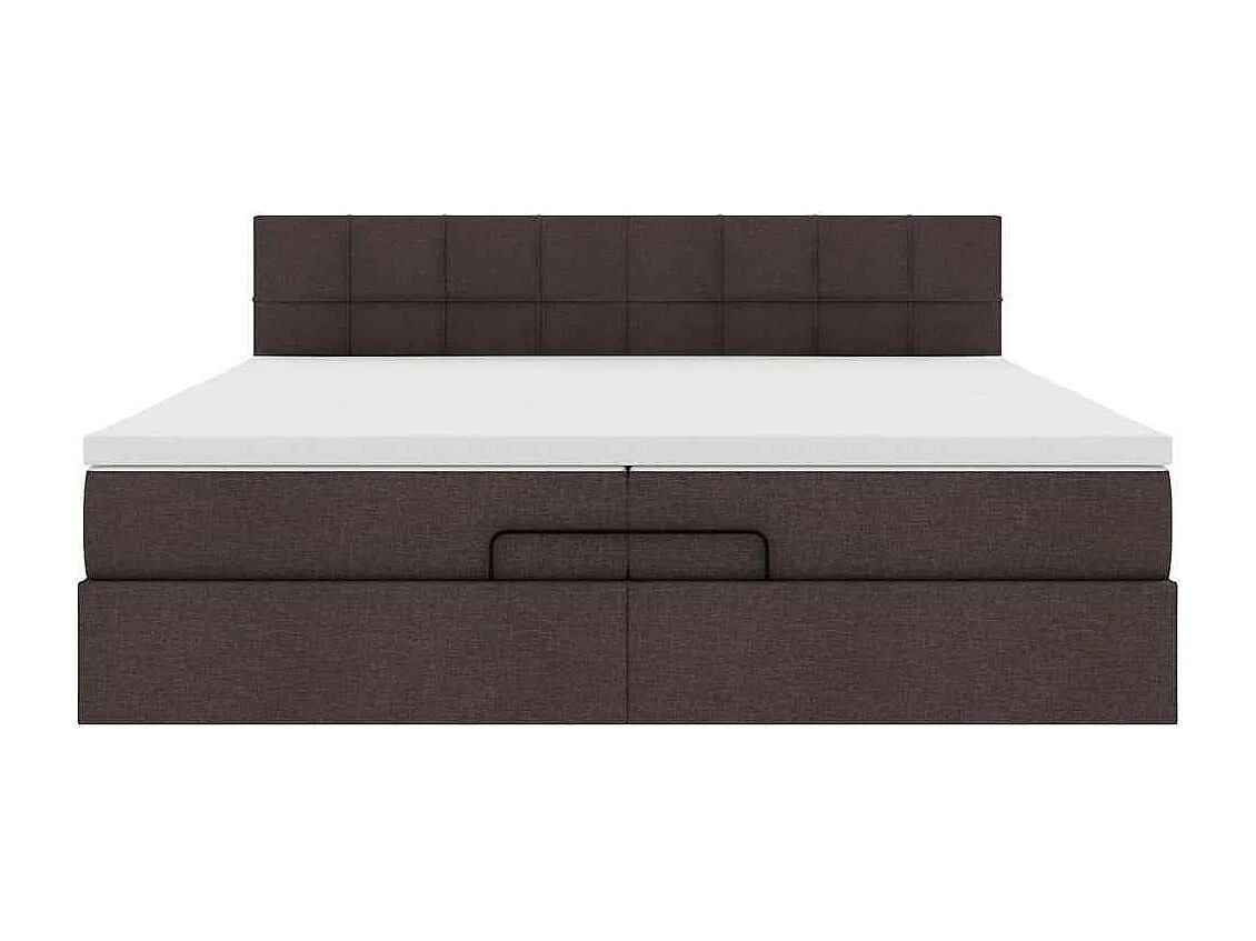 Cadre de lit ottoman avec matelas marron foncé 200x200 cm tissu
