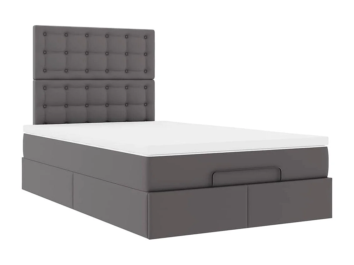 Cadre de lit ottoman avec matelas gris 120x200 cm similicuir