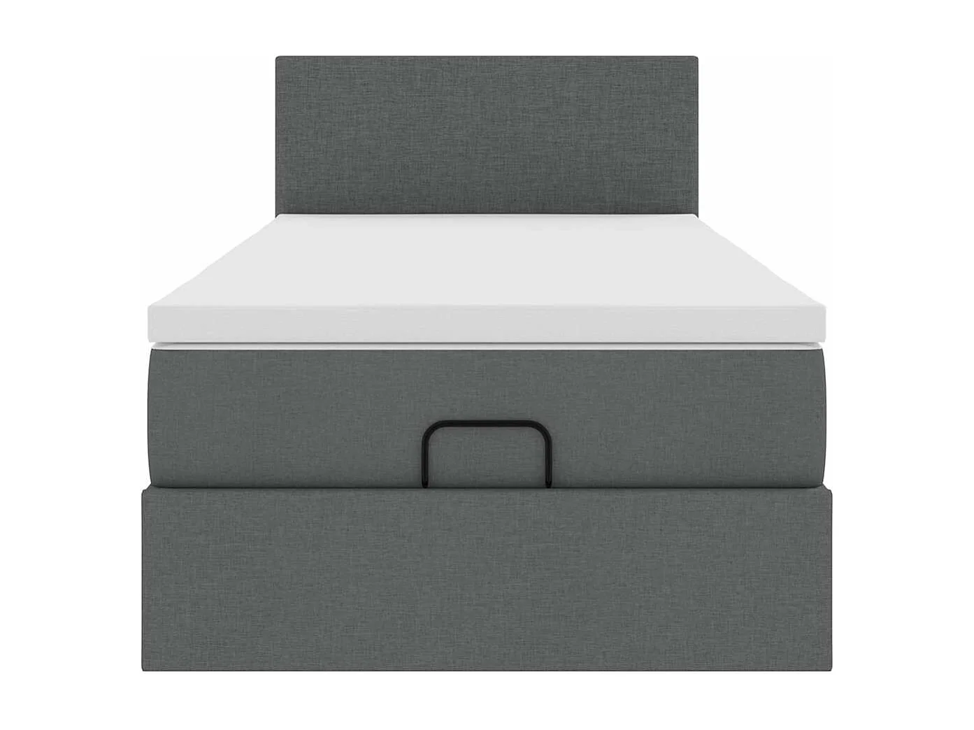 Cadre de lit ottoman avec matelas gris foncé 100x200 cm tissu