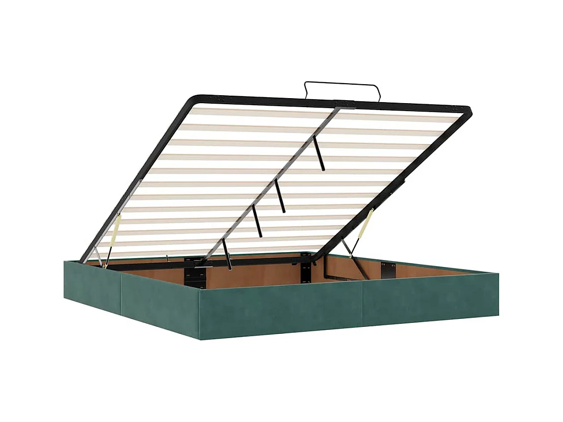 Cadre de lit ottoman avec matelas vert foncé 180x200 cm velours