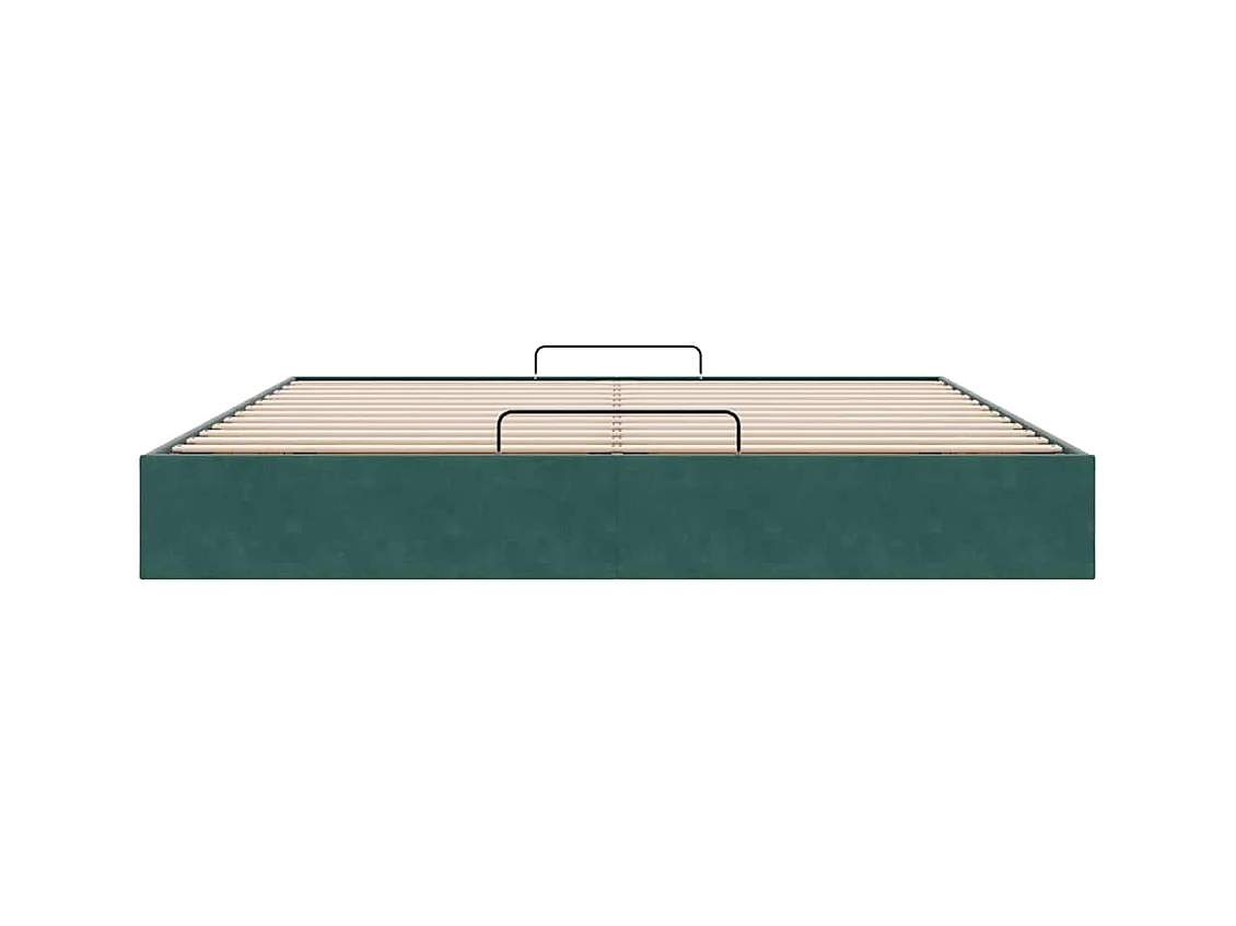 Cadre de lit ottoman avec matelas vert foncé 180x200 cm velours