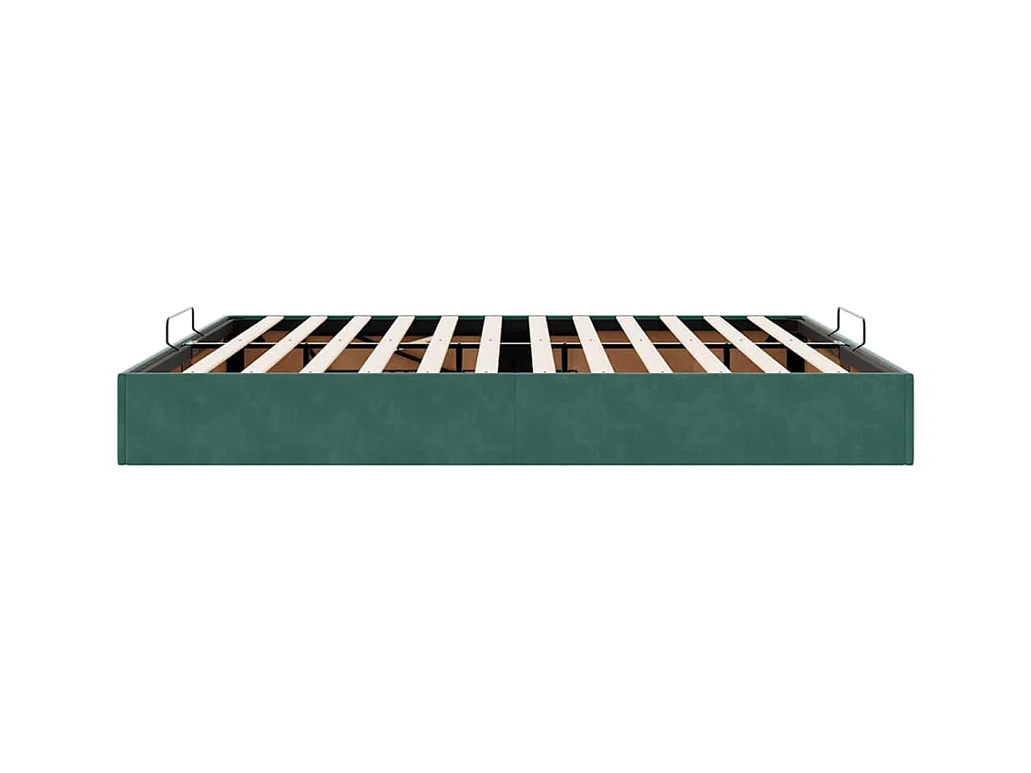Cadre de lit ottoman avec matelas vert foncé 180x200 cm velours