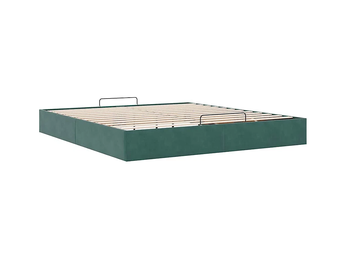 Cadre de lit ottoman avec matelas vert foncé 180x200 cm velours