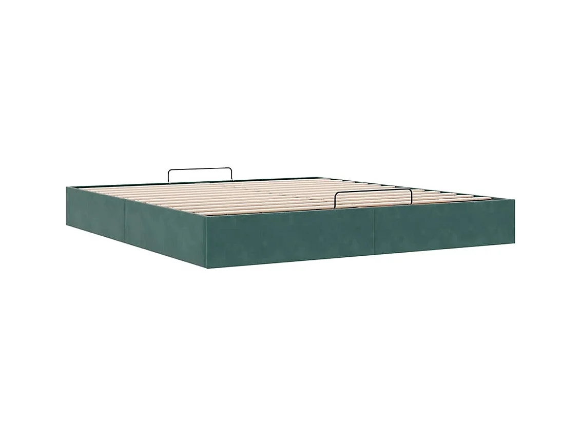 Cadre de lit ottoman avec matelas vert foncé 180x200 cm velours