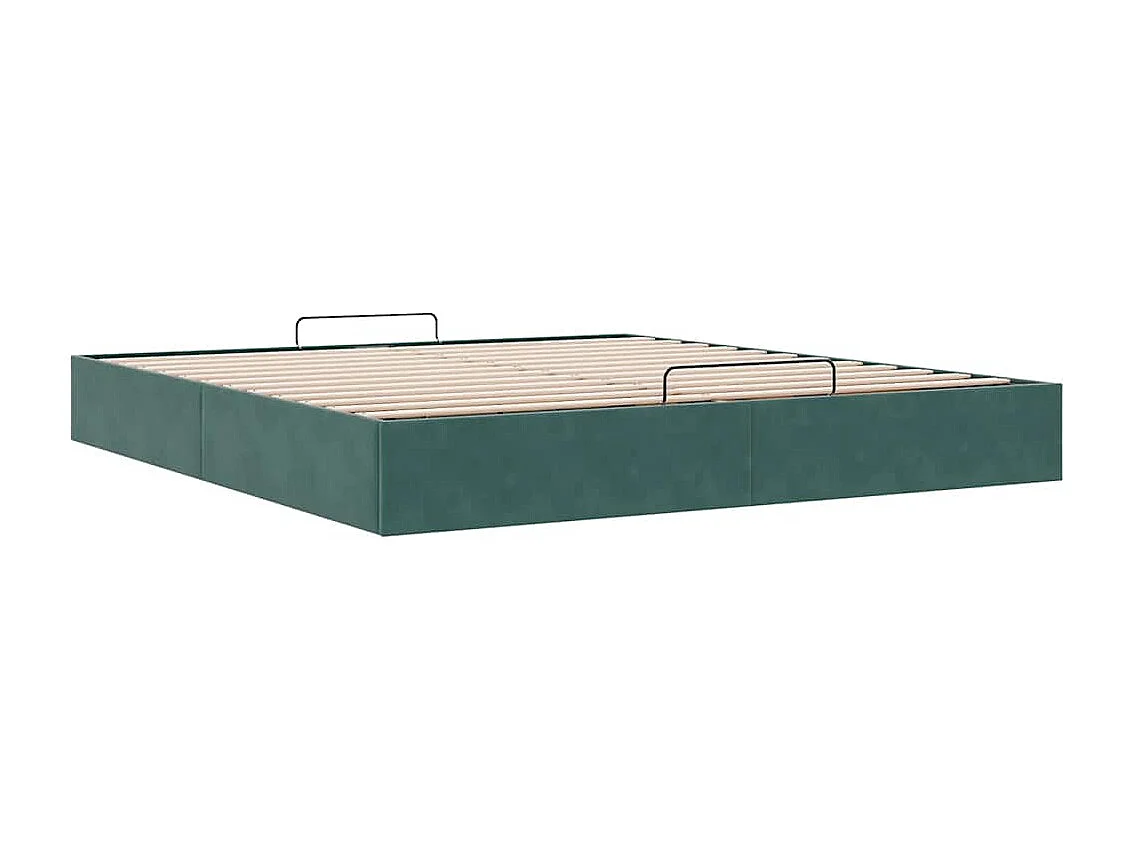 Cadre de lit ottoman avec matelas vert foncé 180x200 cm velours