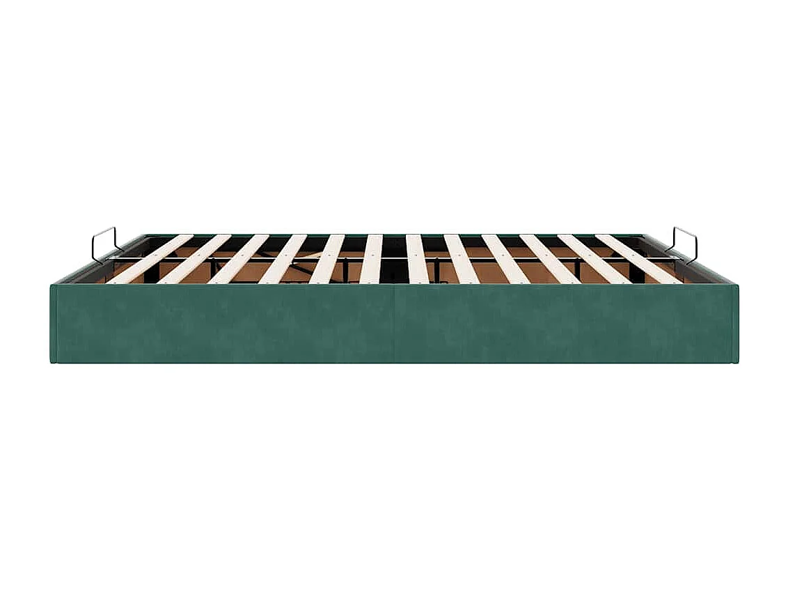Cadre de lit ottoman avec matelas vert foncé 180x200 cm velours