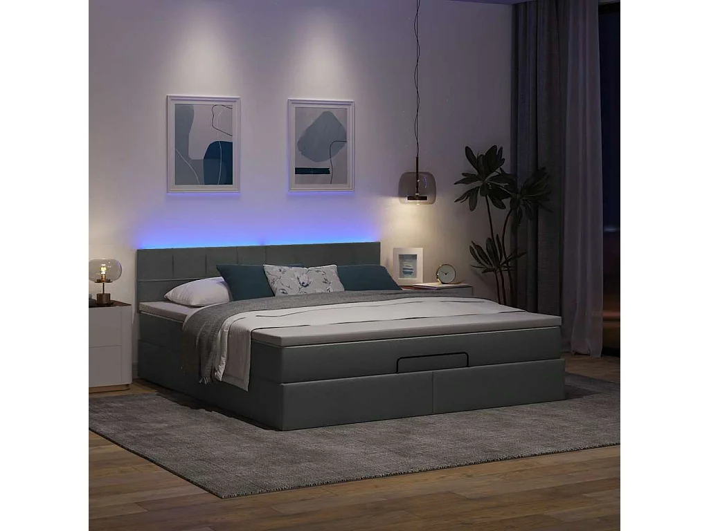 Estrutura de cama otomana com colchão 180x200cm cinzento escuro