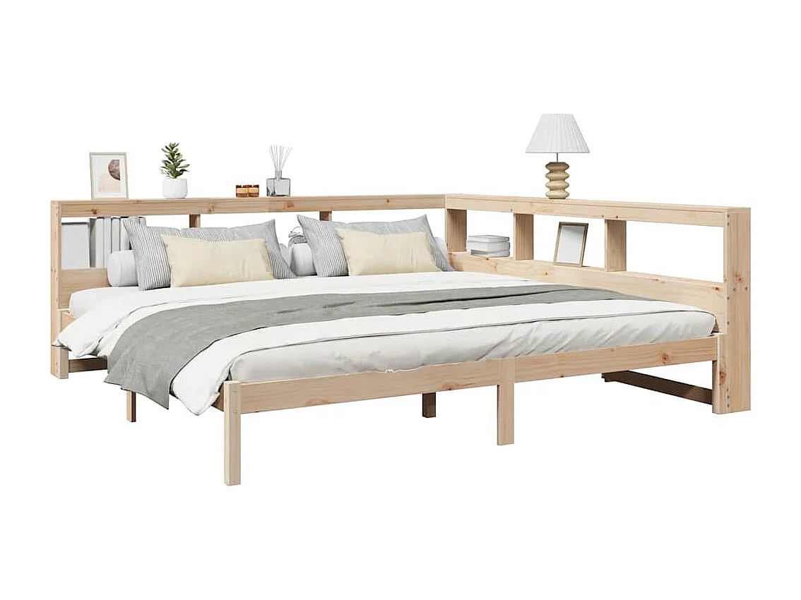 Lit bibliothèque sans matelas 180x200 cm bois massif de pin
