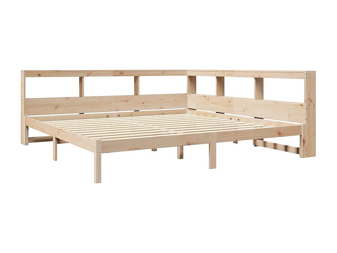 Lit bibliothèque sans matelas 180x200 cm bois massif de pin