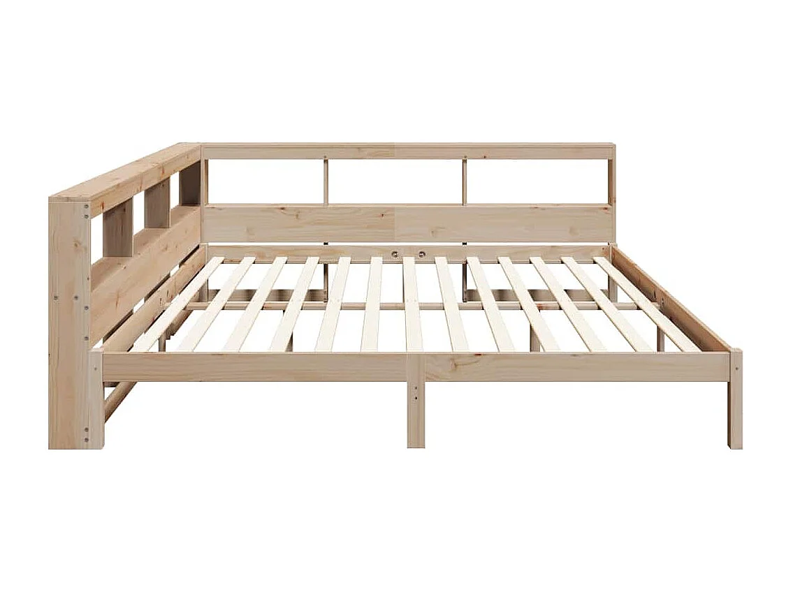 Lit bibliothèque sans matelas 180x200 cm bois massif de pin
