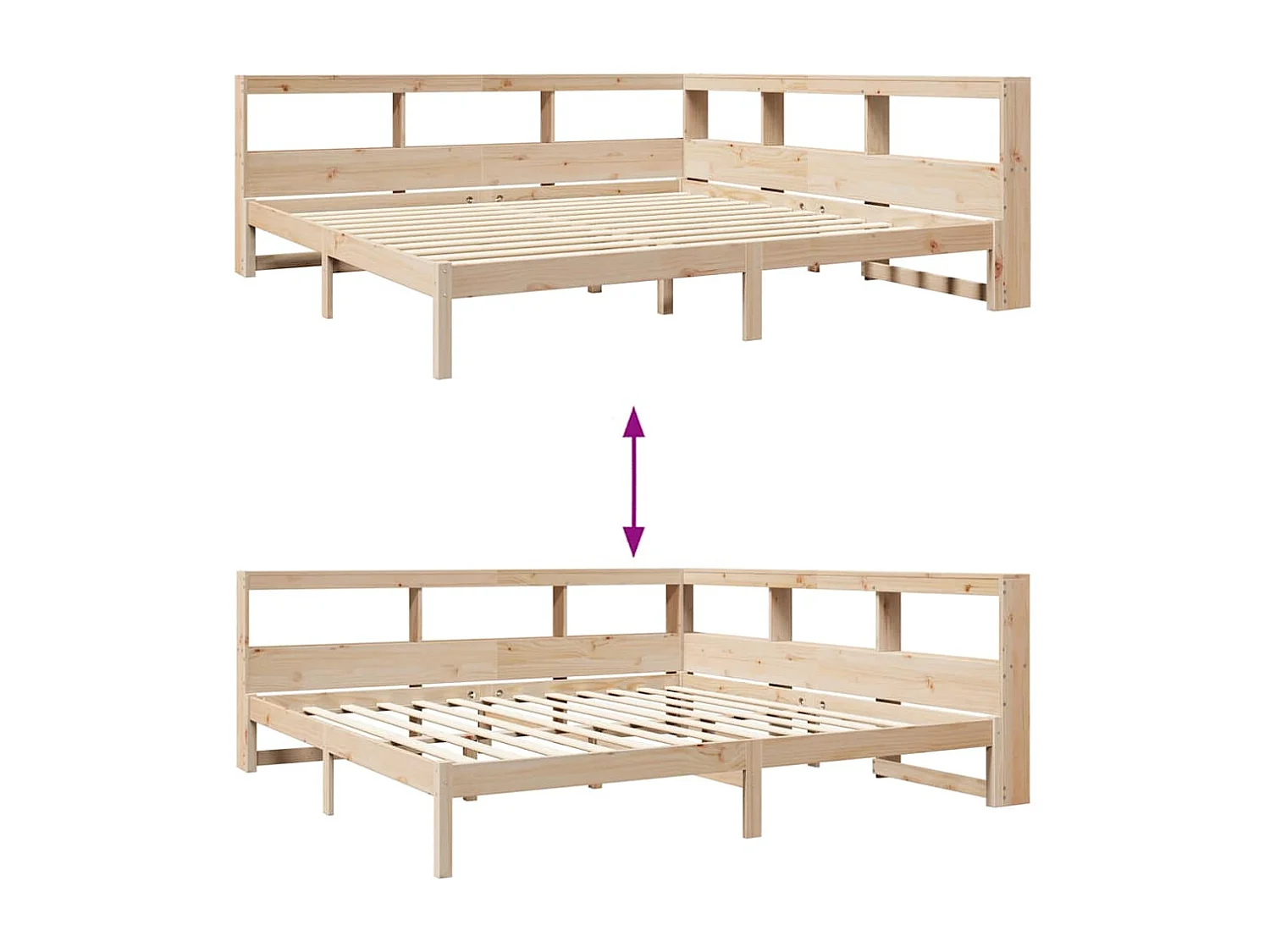 Cama com estante sem colchão 180x200 cm pinho maciço