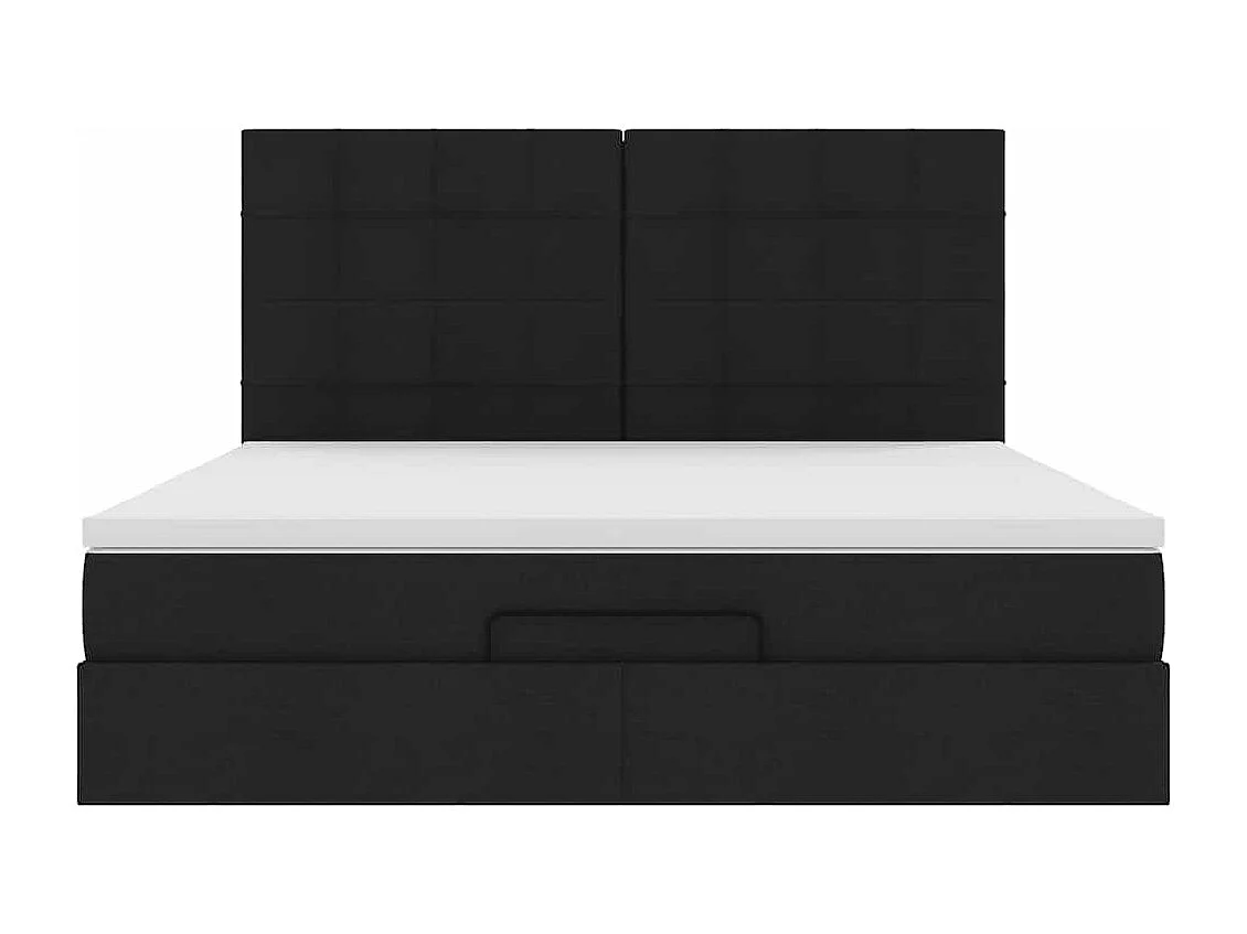Cadre de lit ottoman avec matelas noir 200x200cm tissu