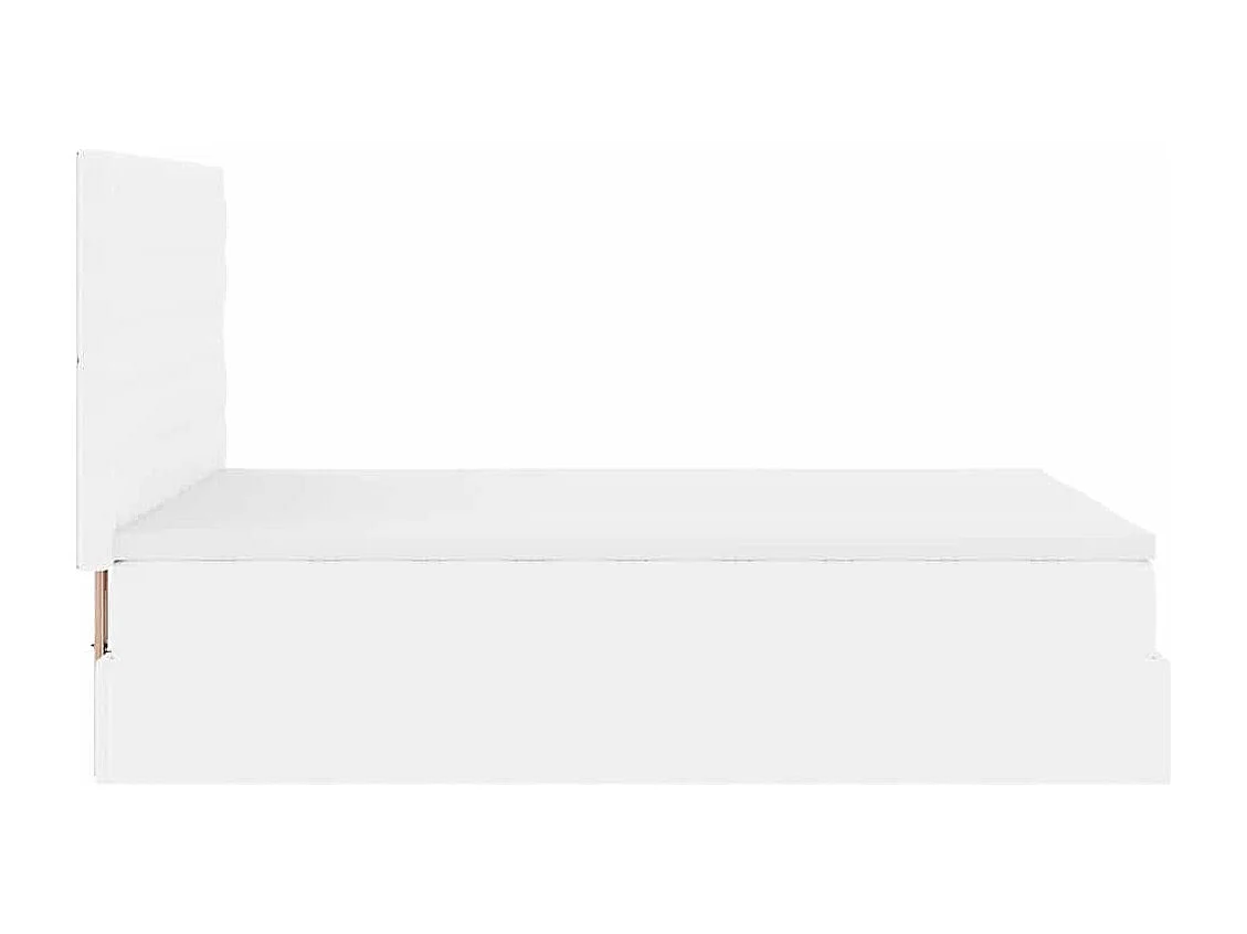 Estructura cama otomana colchón cuero sintético blanco