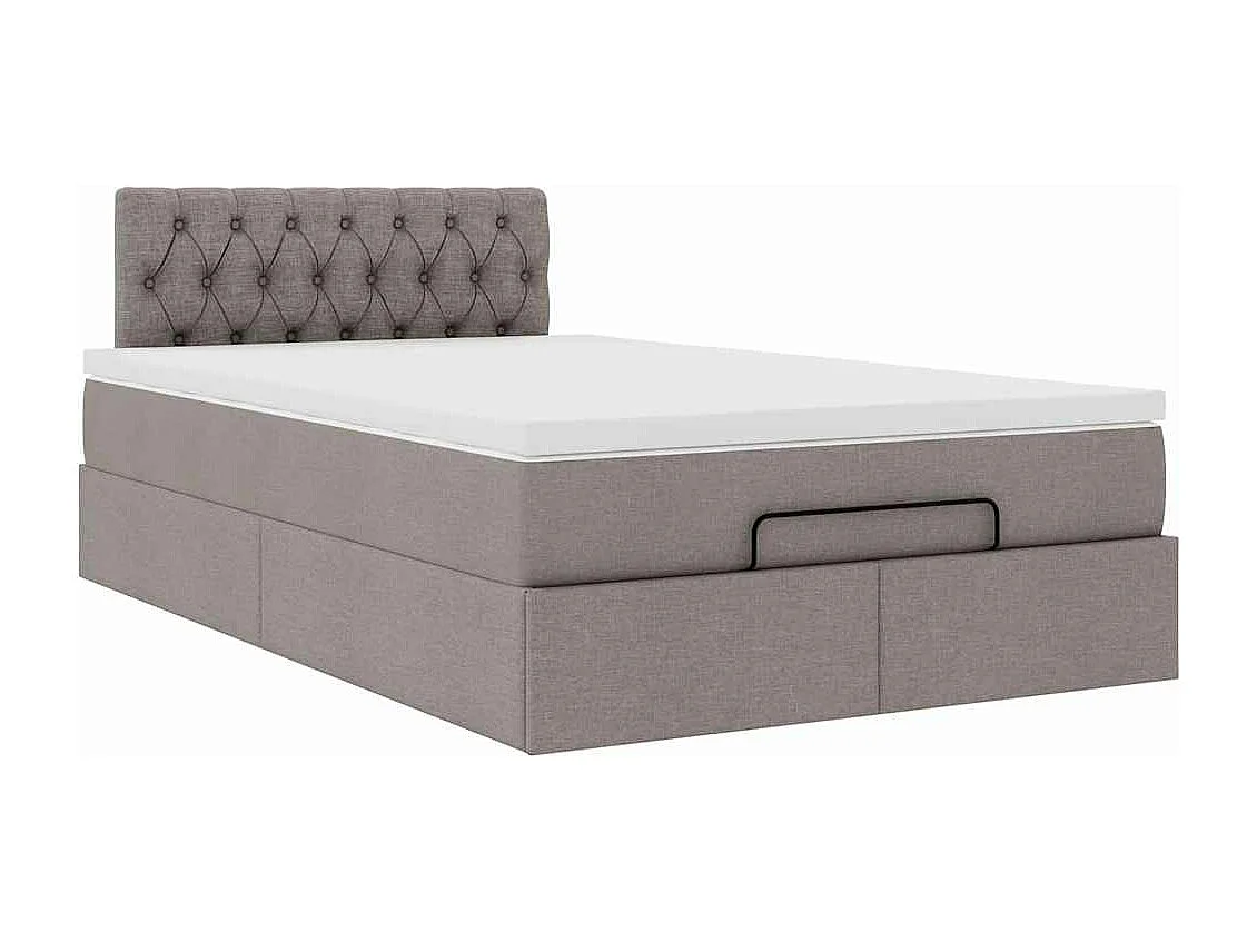 Cadre de lit ottoman avec matelas taupe 120x190 cm tissu