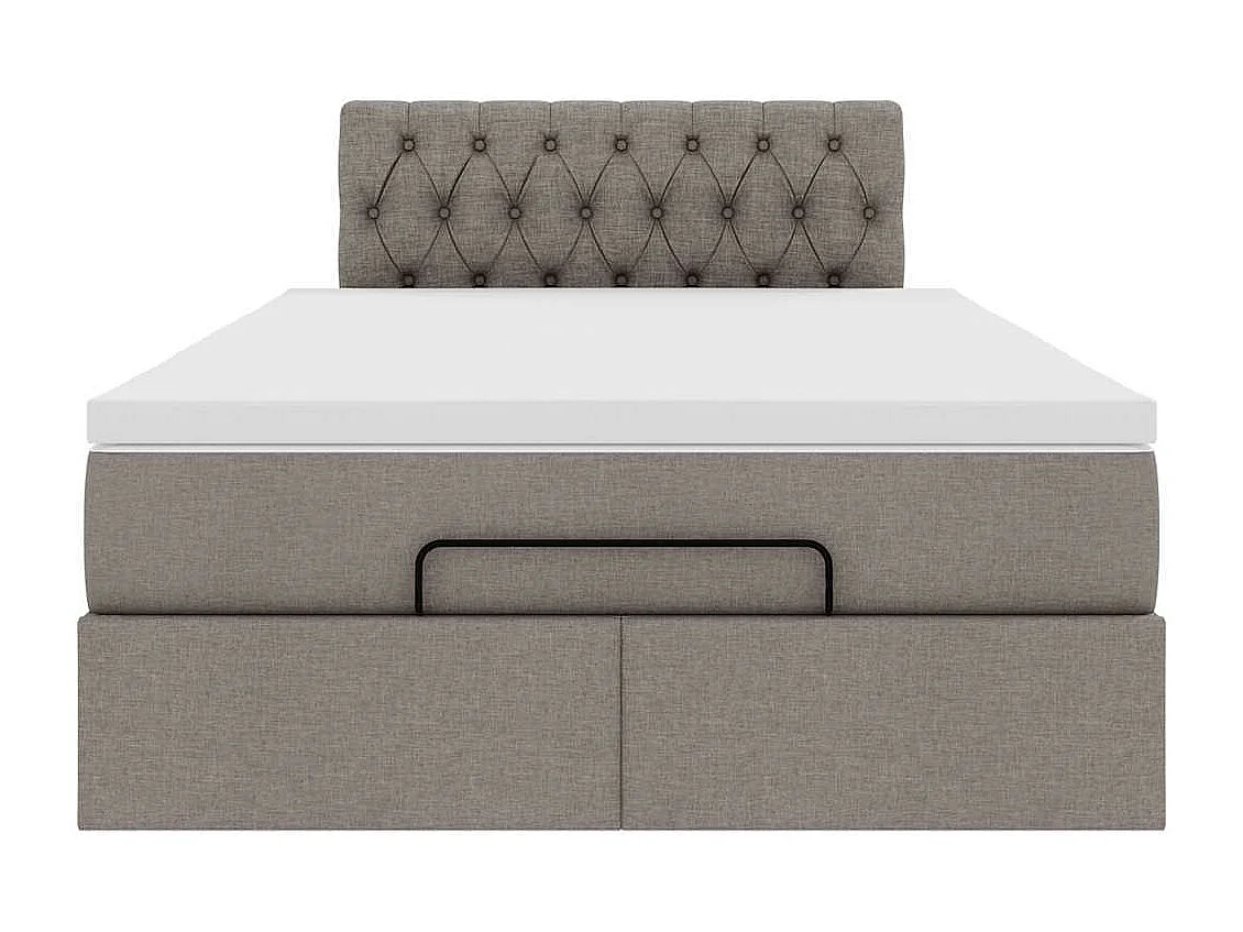 Cadre de lit ottoman avec matelas taupe 120x190 cm tissu