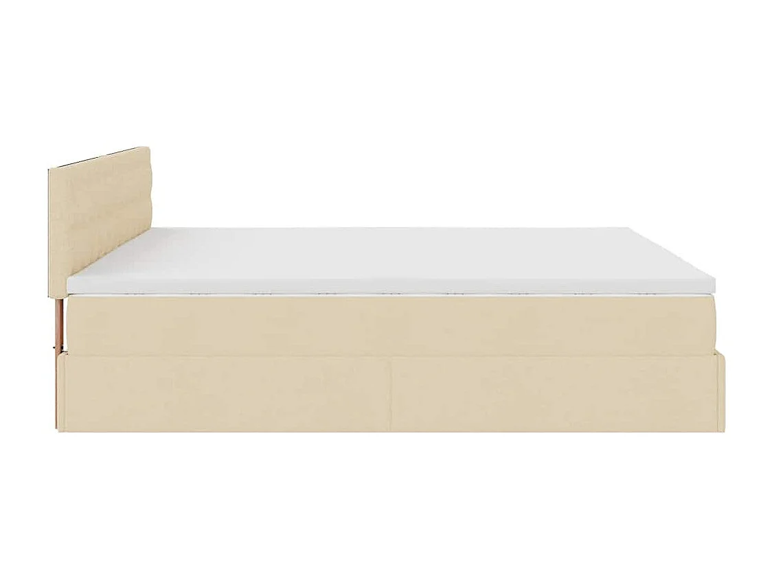 Cadre de lit ottoman avec matelas crème 180x200 cm tissu