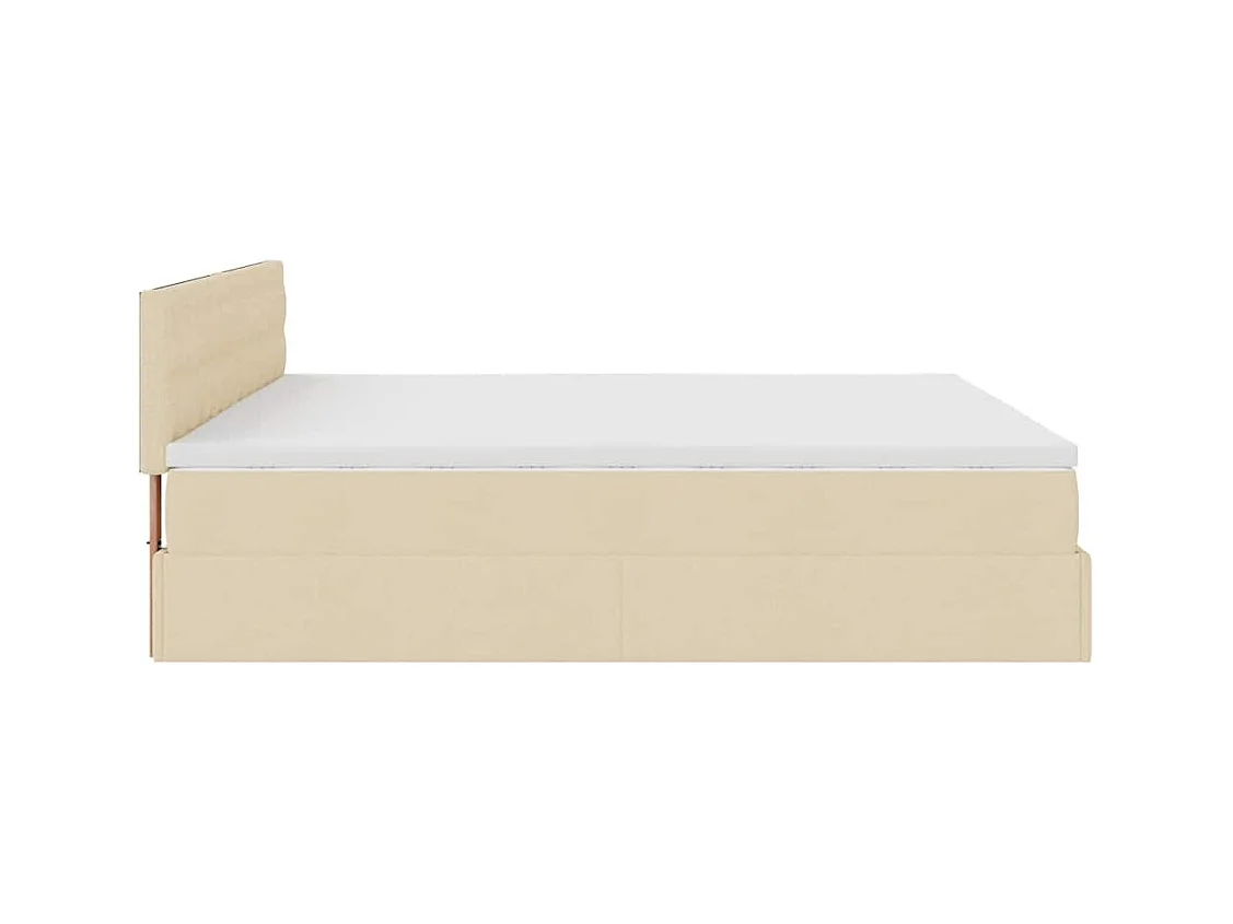 Estructura de cama otomana con colchón tela crema 180x200cm