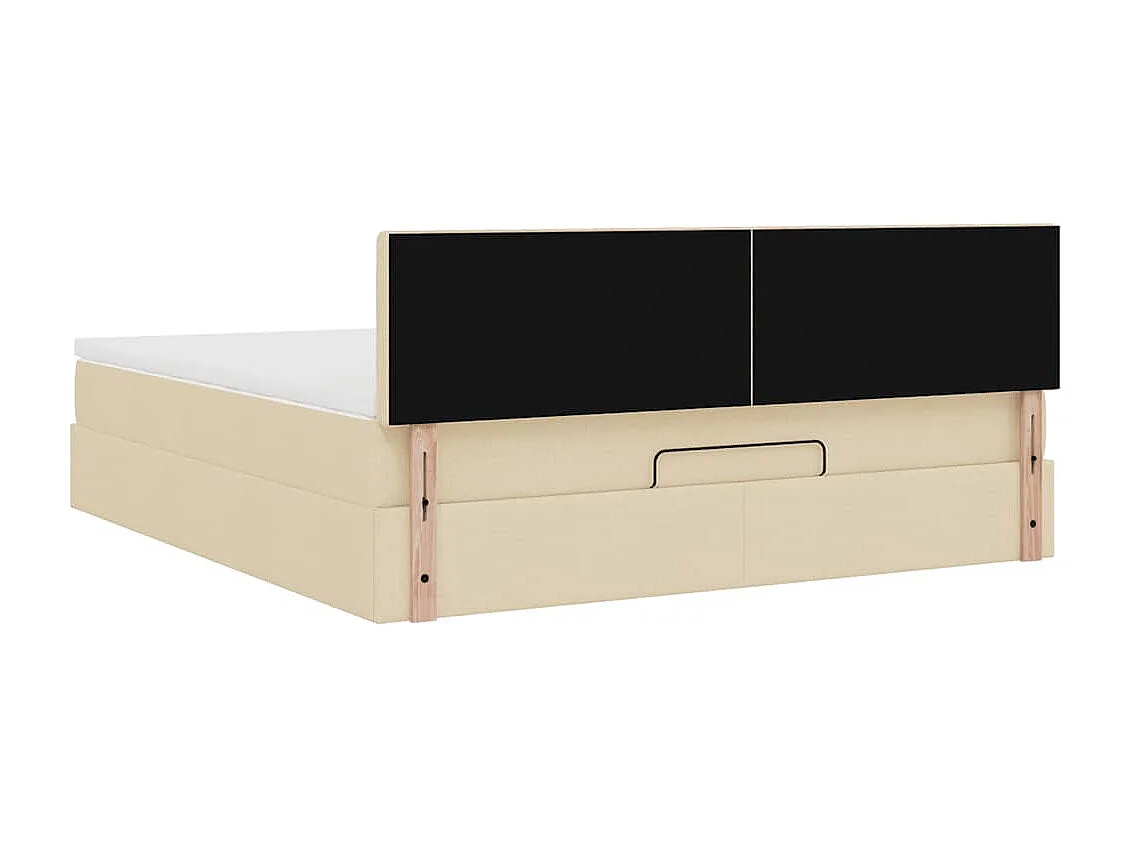 Cadre de lit ottoman avec matelas crème 180x200 cm tissu