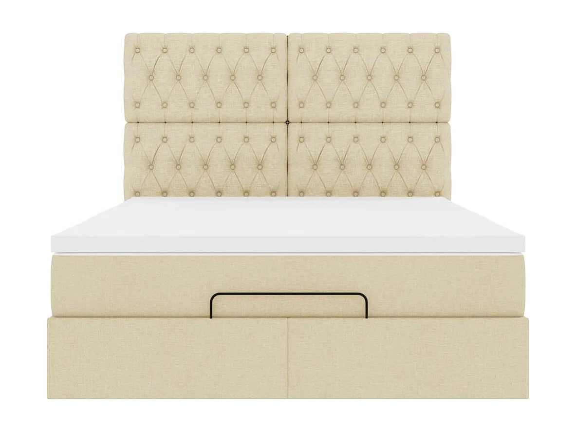 Ottoman bed met matras en LED's 140x200cm stof crèmekleurig