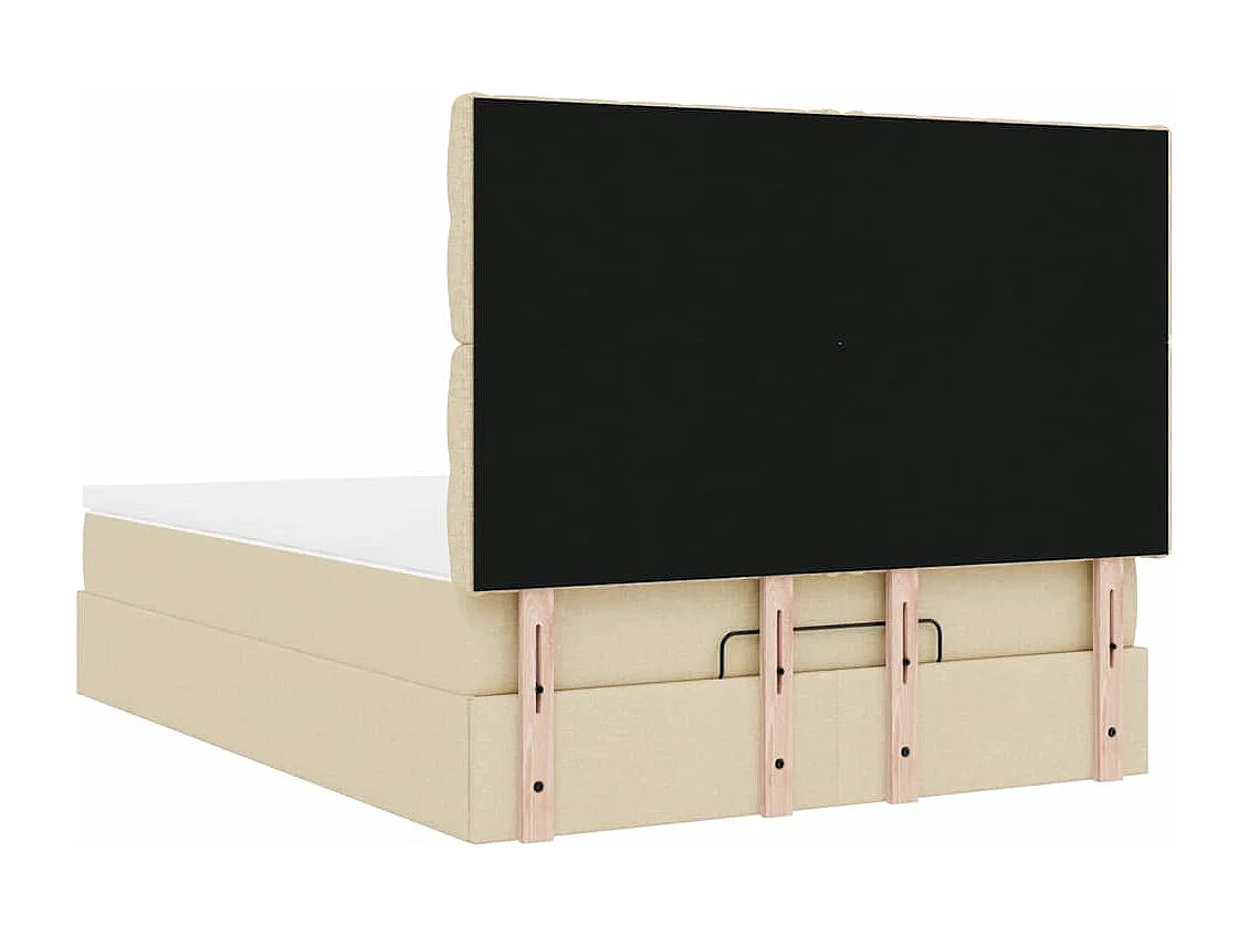 Ottoman bed met matras en LED's 140x200cm stof crèmekleurig