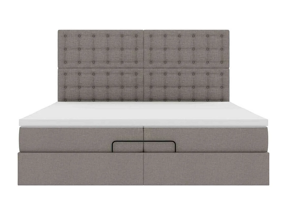 Cadre de lit ottoman avec matelas taupe 200x200cm tissu