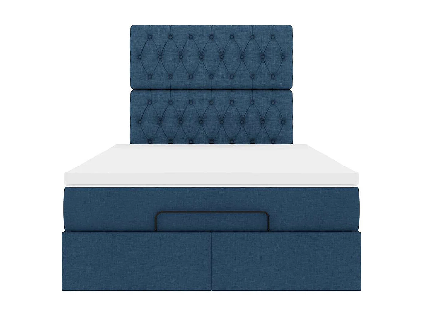 Cadre de lit ottoman avec matelas bleu 120x200 cm tissu