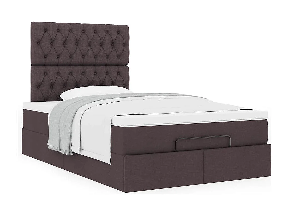 Ottoman bed met matras 120x190 cm stof donkerbruin