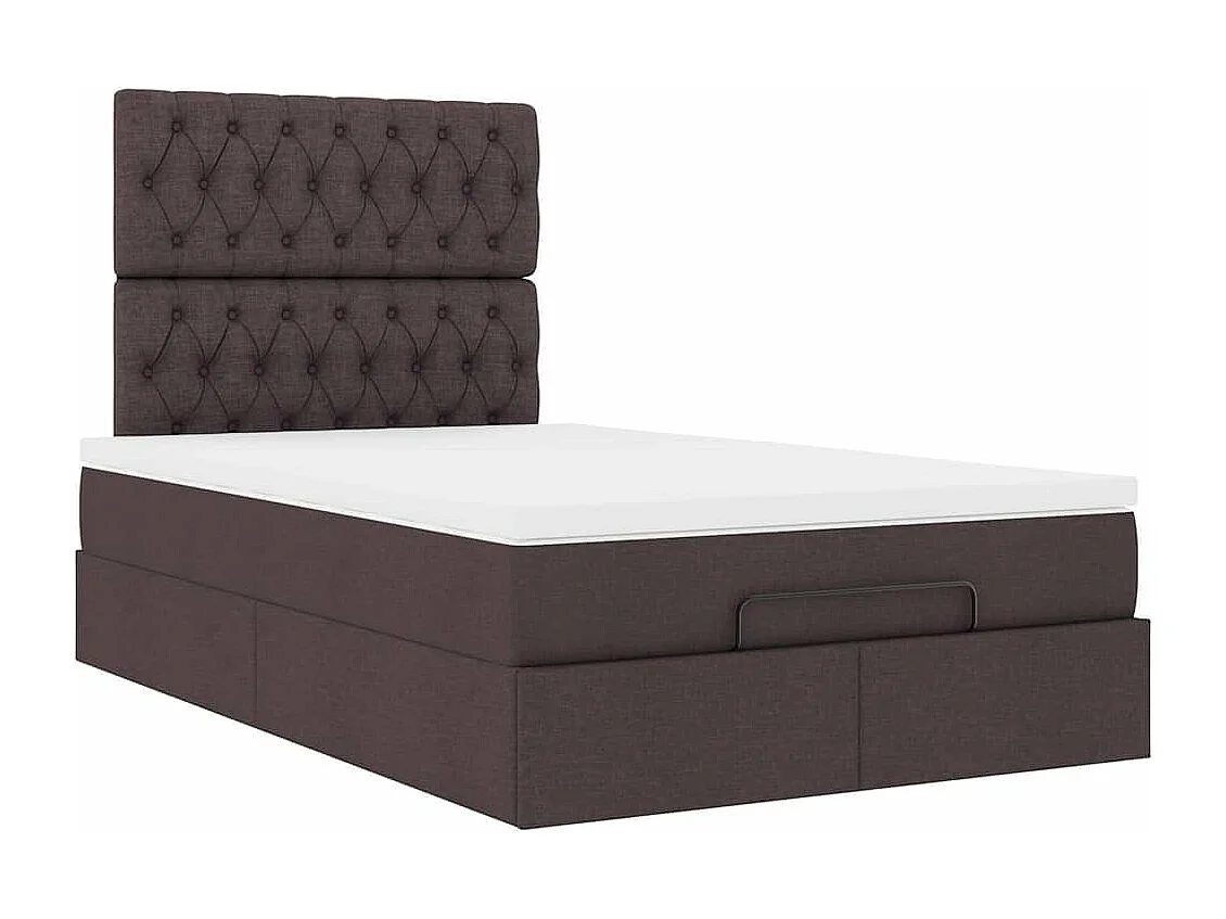 Cadre de lit ottoman avec matelas marron foncé 120x190 cm tissu