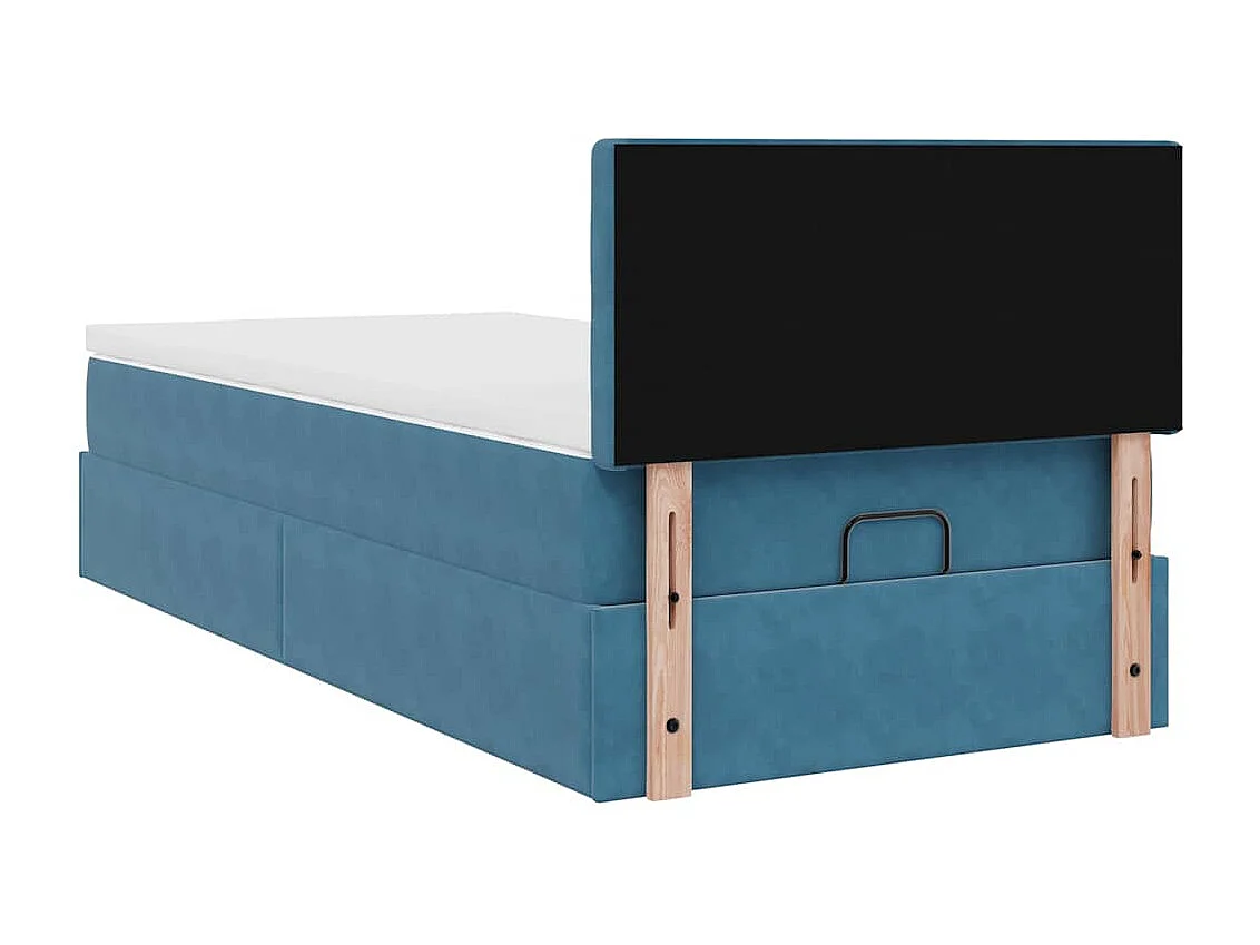 Cadre de lit ottoman avec matelas bleu foncé 90x190 cm velours