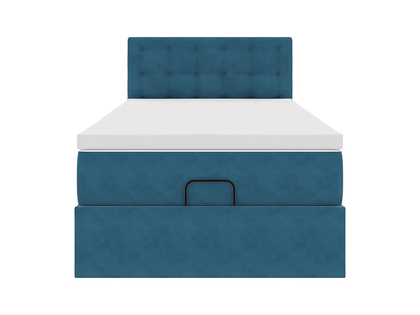 Cadre de lit ottoman avec matelas bleu foncé 90x190 cm velours