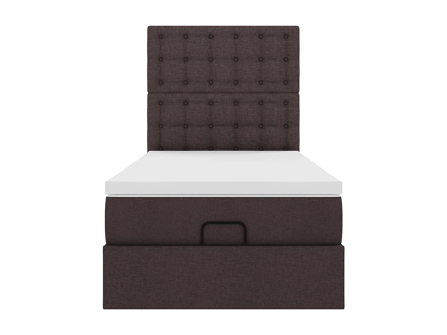 Cadre de lit ottoman avec matelas marron foncé 90x190 cm tissu