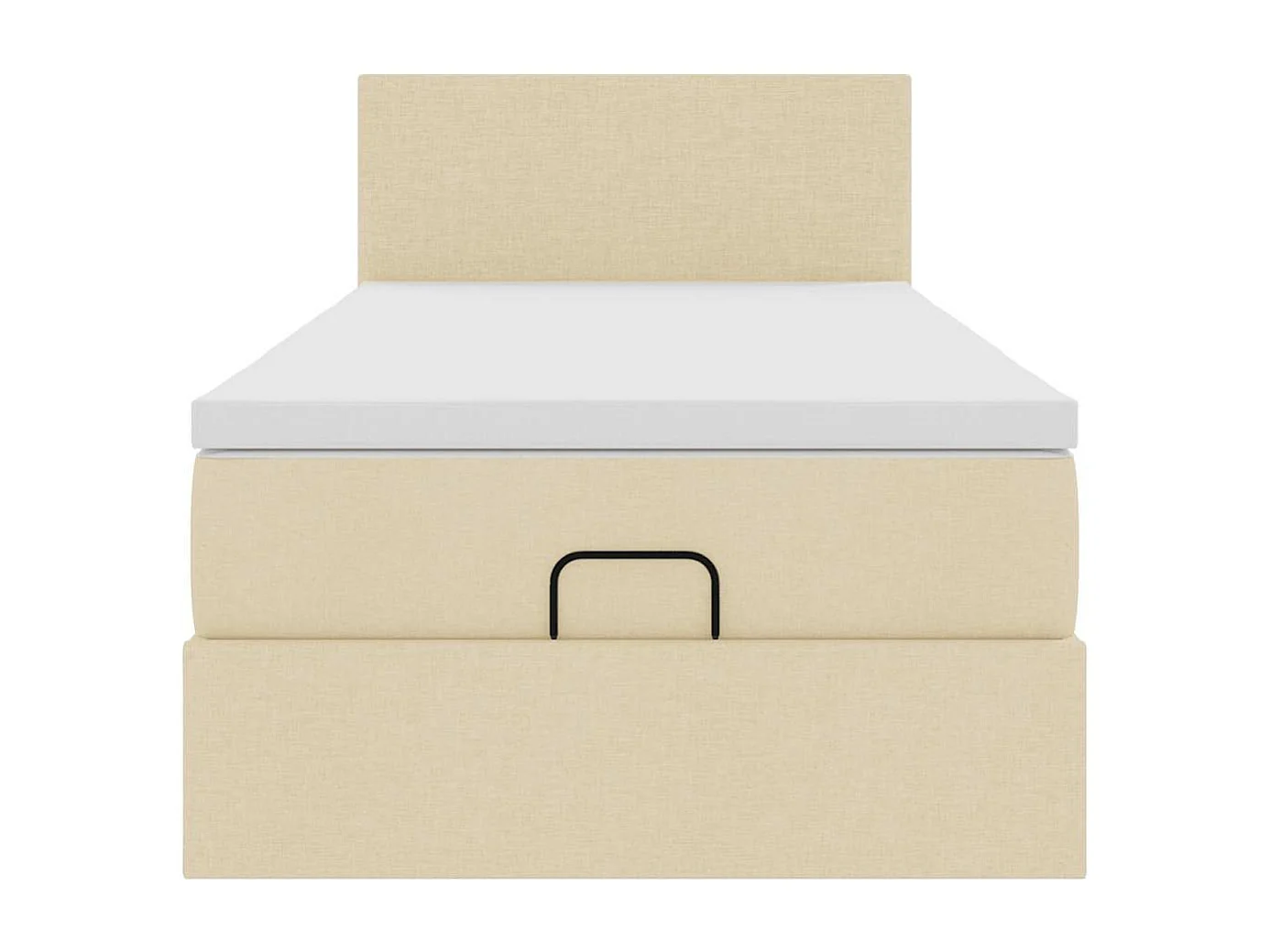 Cadre de lit ottoman avec matelas crème 90x190 cm tissu