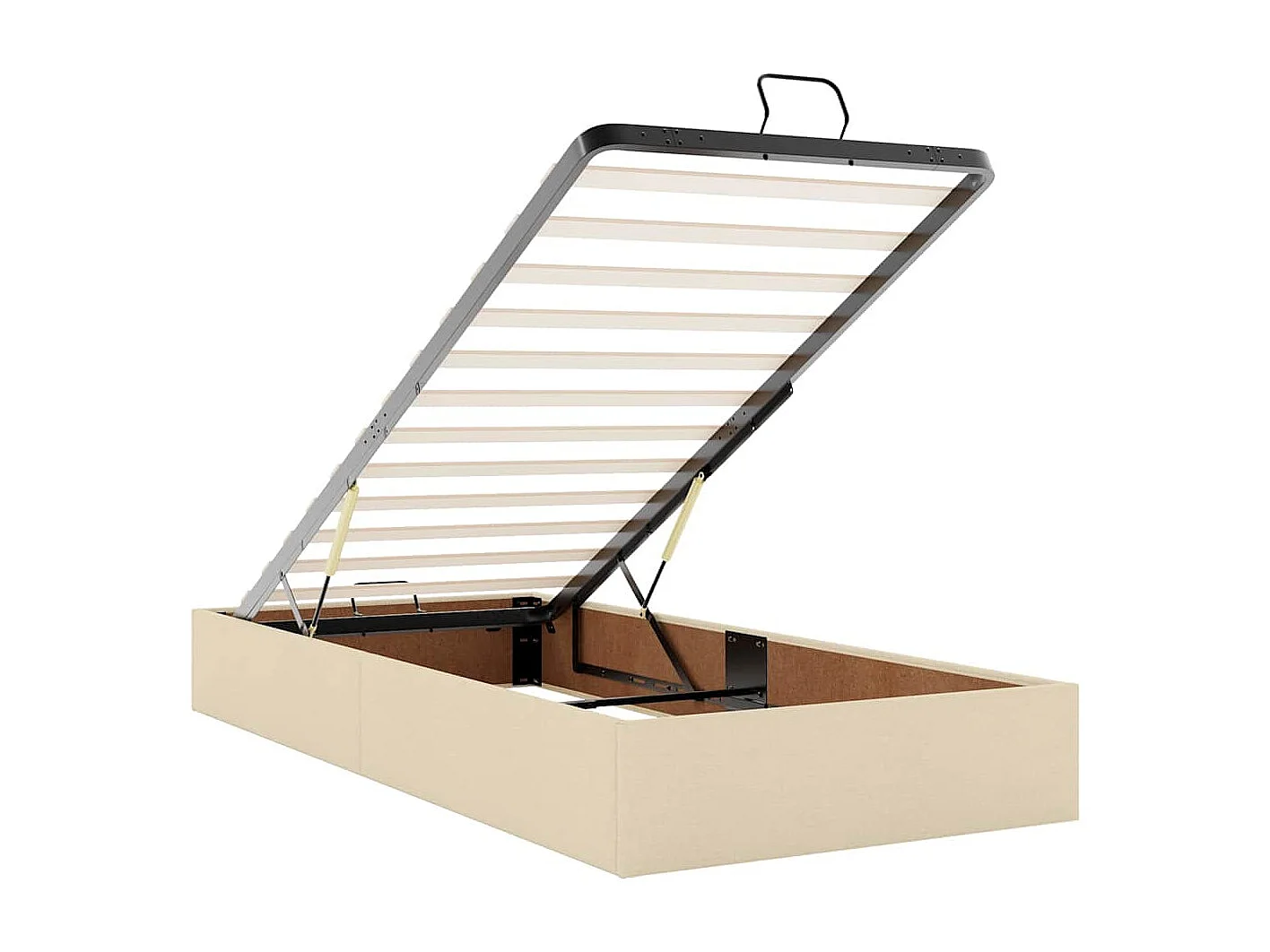 Cadre de lit ottoman avec matelas crème 90x190 cm tissu