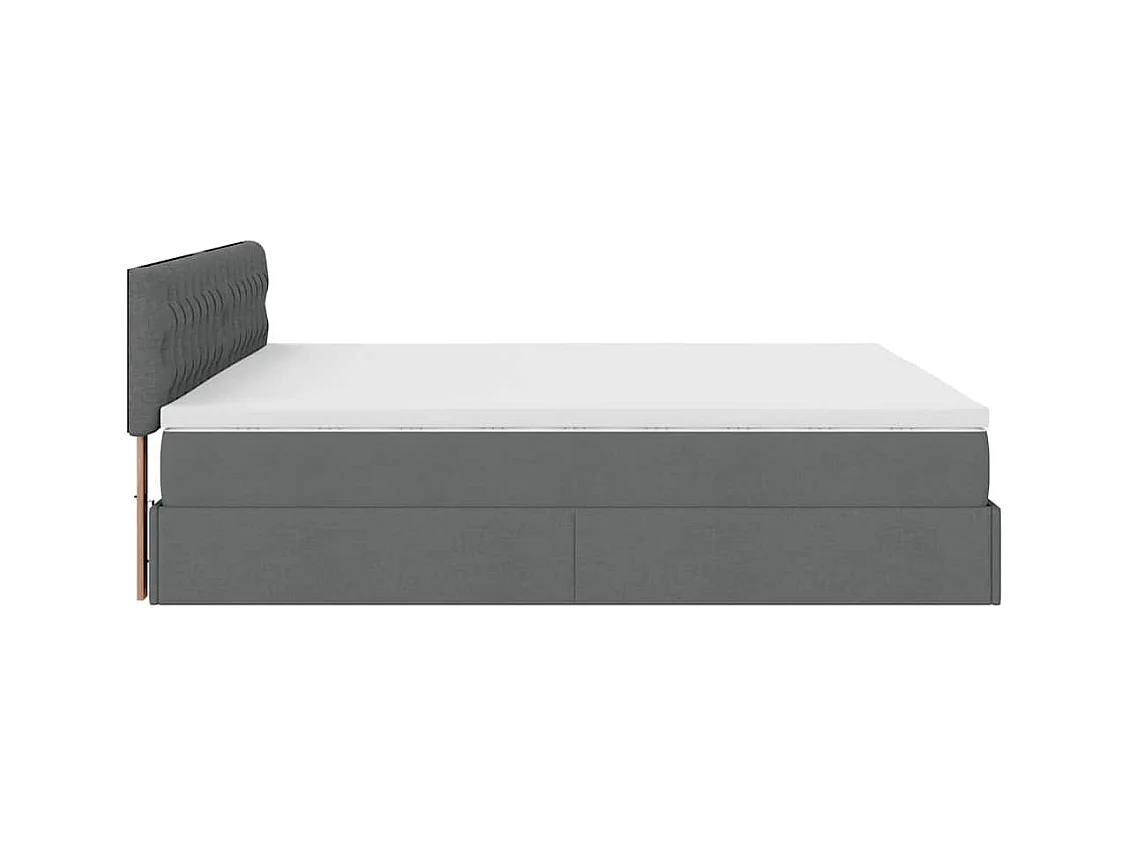 Cadre de lit ottoman avec matelas gris foncé 160x200cm tissu
