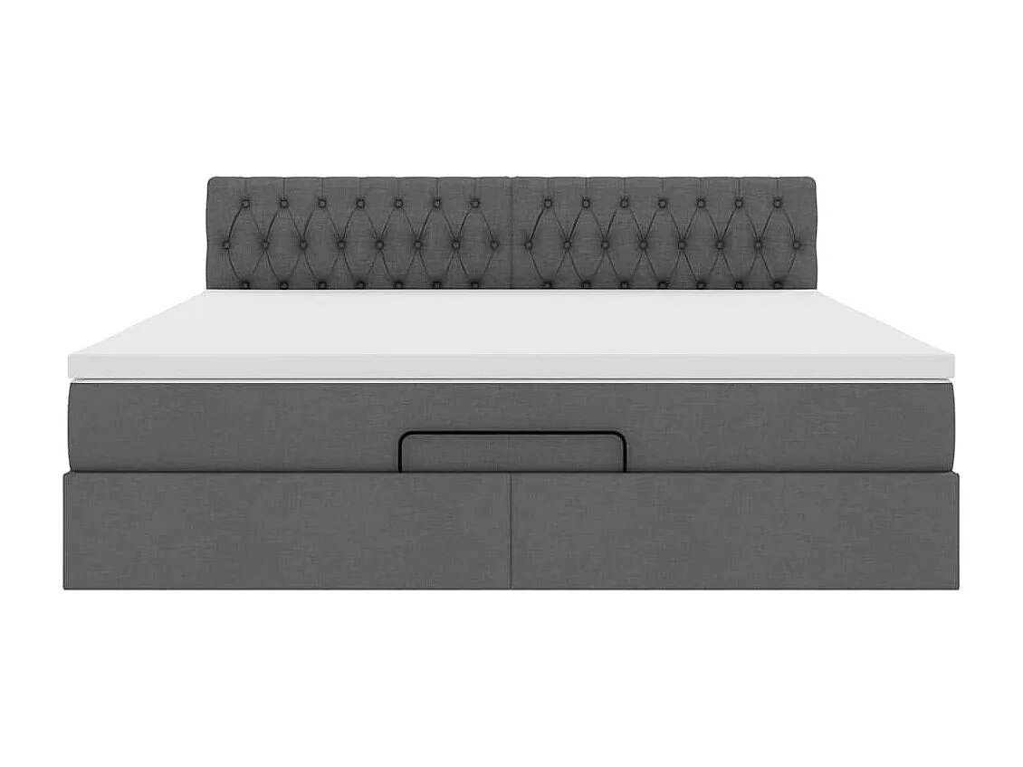 Cadre de lit ottoman avec matelas gris foncé 160x200cm tissu