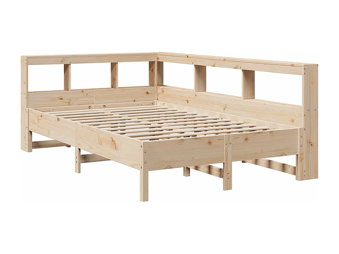 Lit bibliothèque sans matelas 140x200 cm bois massif de pin