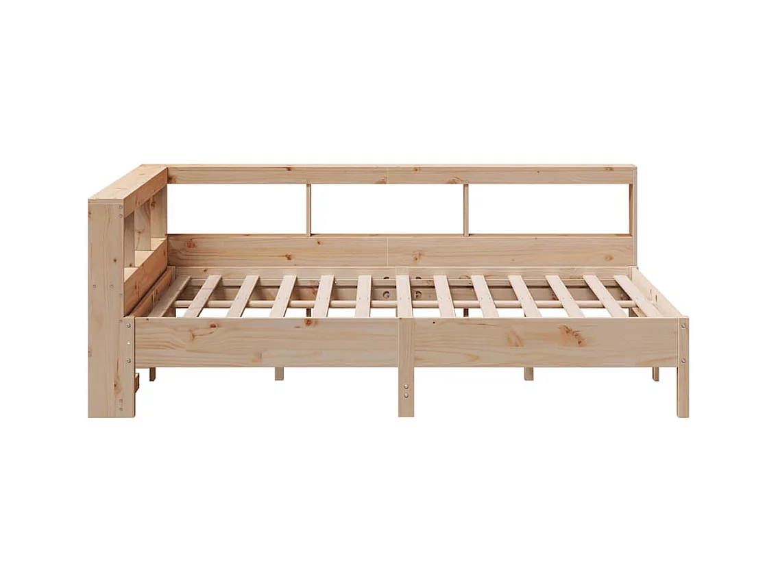 Bed met boekenkast zonder matras massief grenenhout 140x200 cm