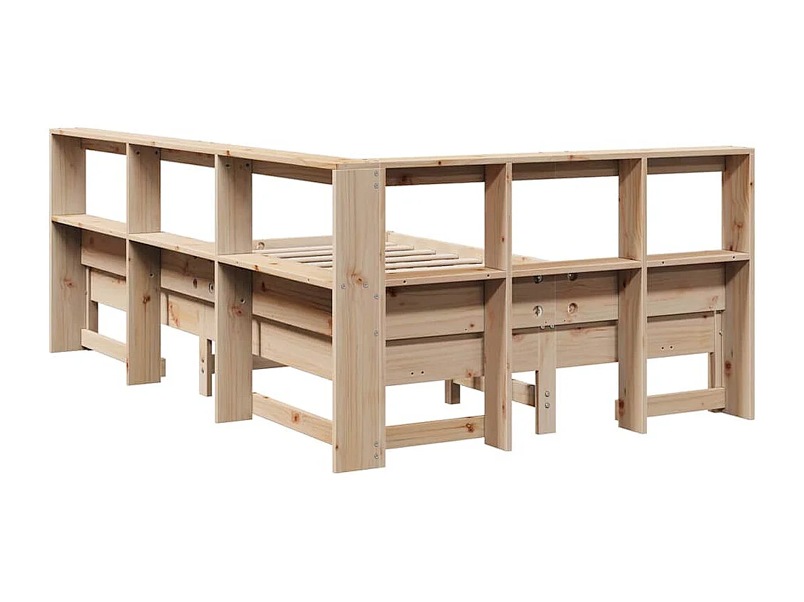 Lit bibliothèque sans matelas 140x200 cm bois massif de pin