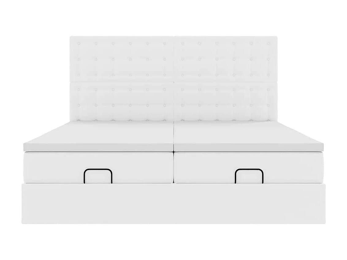 Cadre de lit ottoman et matelas blanc pur 180x200 cm similicuir