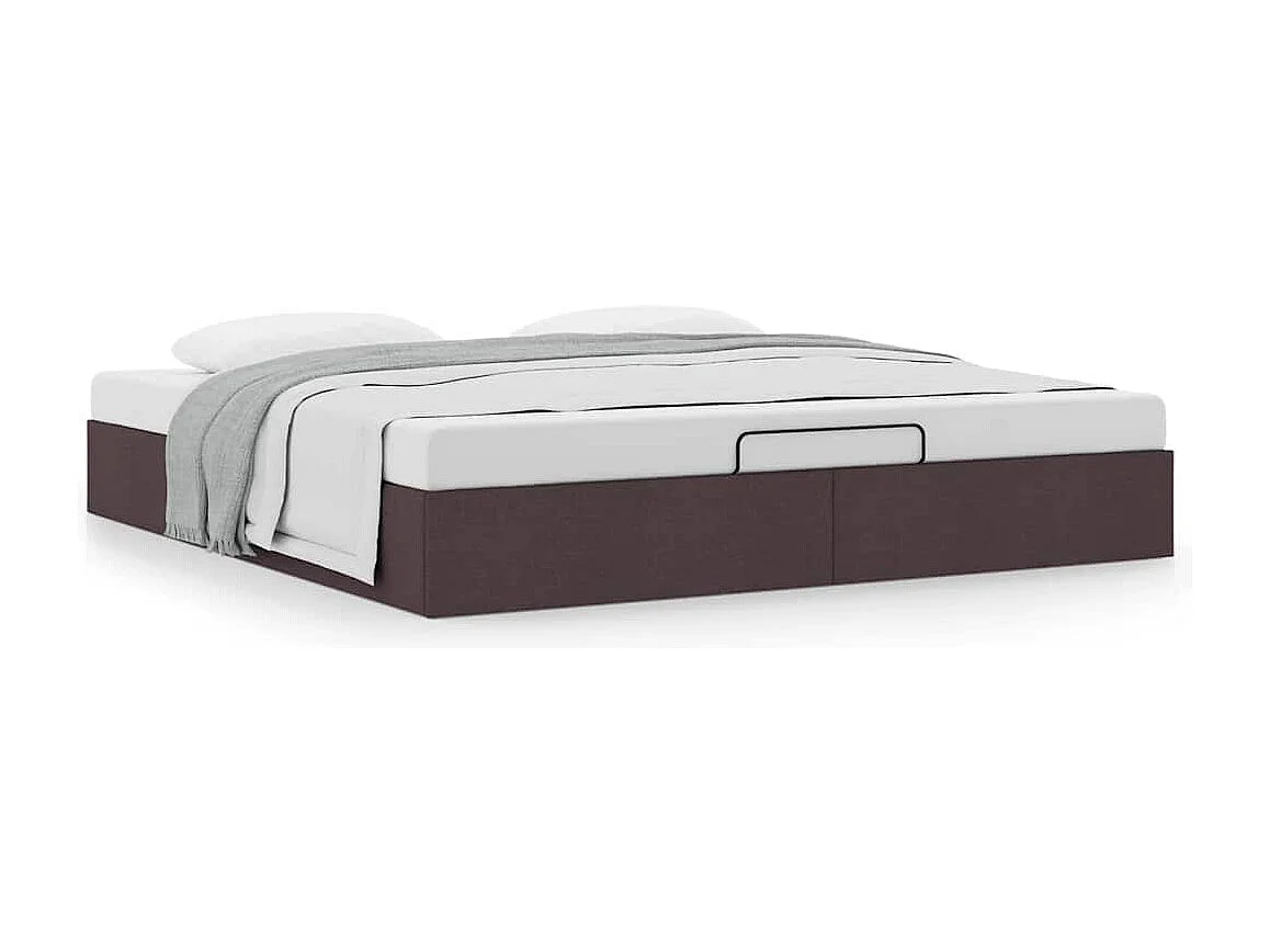 Cadre de lit ottoman sans matelas marron foncé 200x200 cm tissu