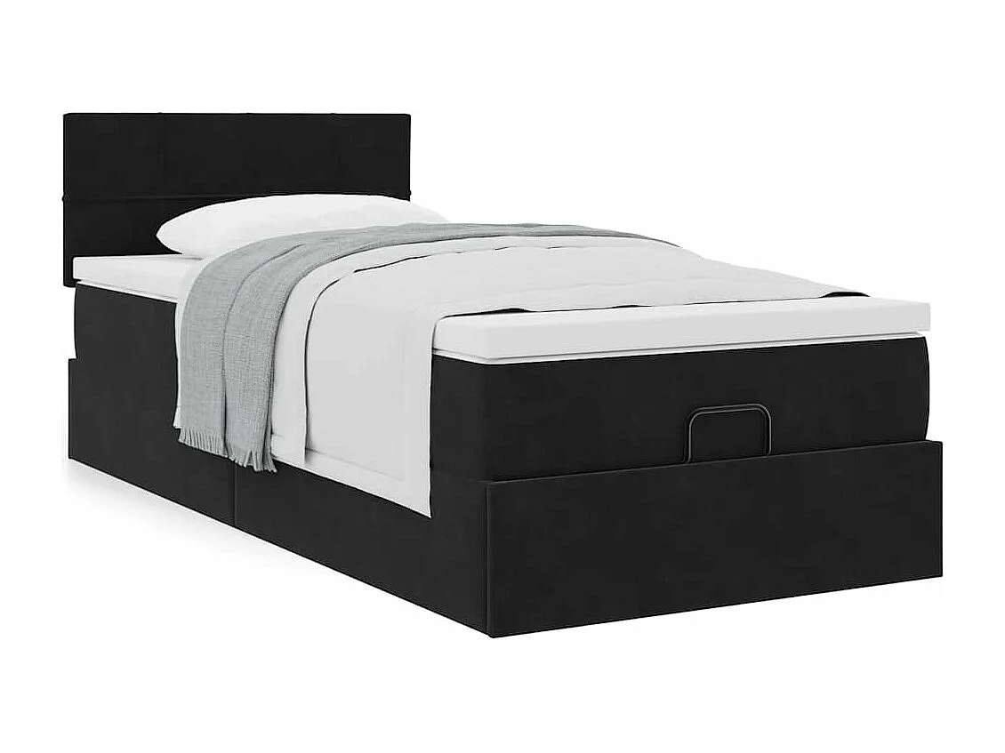 Ottoman bed met matras 100x200 cm fluweel zwart