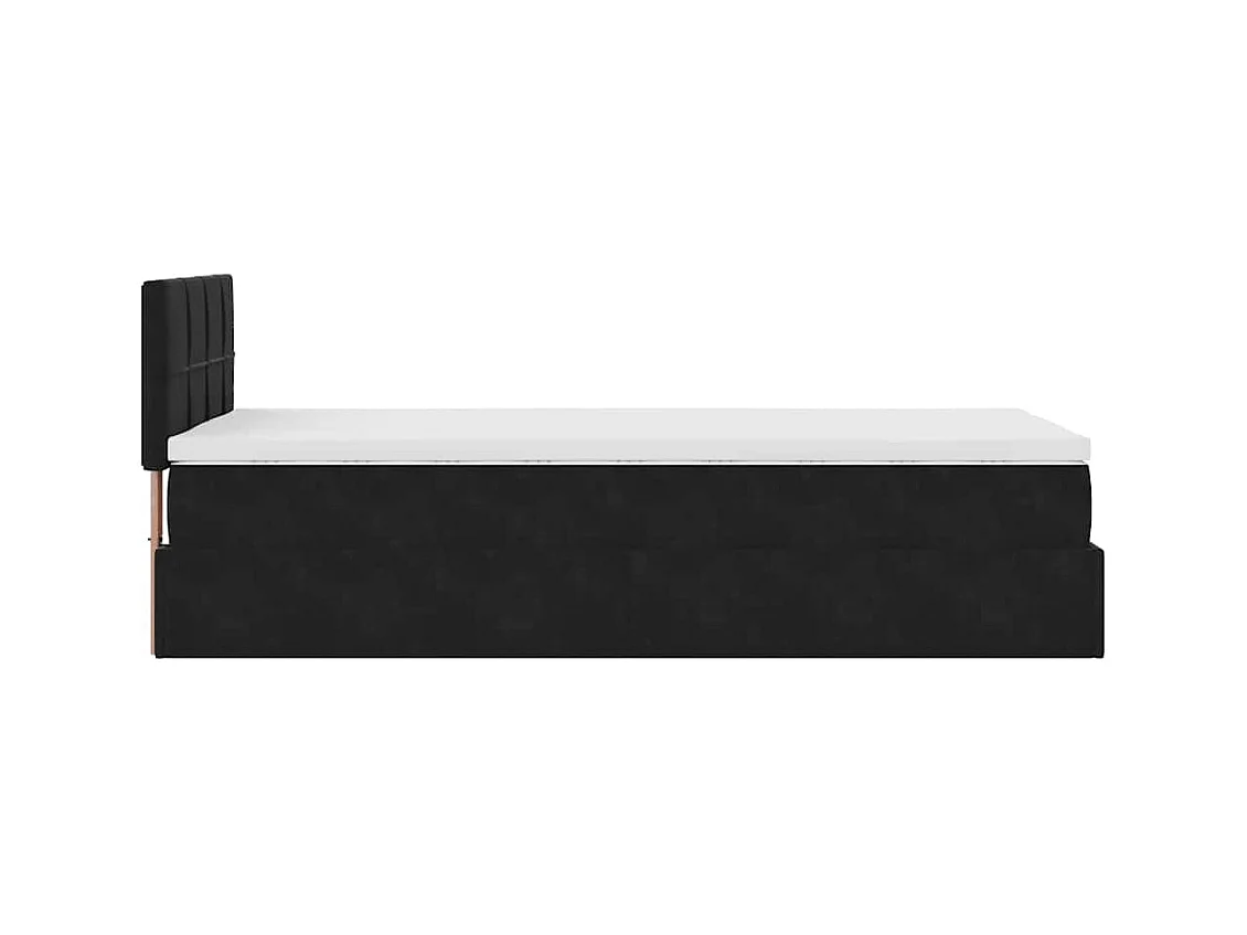 Cadre de lit ottoman avec matelas noir 100x200cm velours