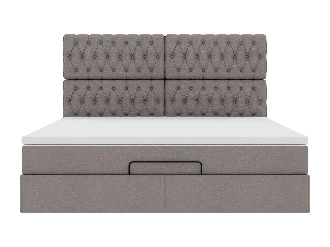 Cadre de lit ottoman avec matelas taupe 160x200 cm tissu